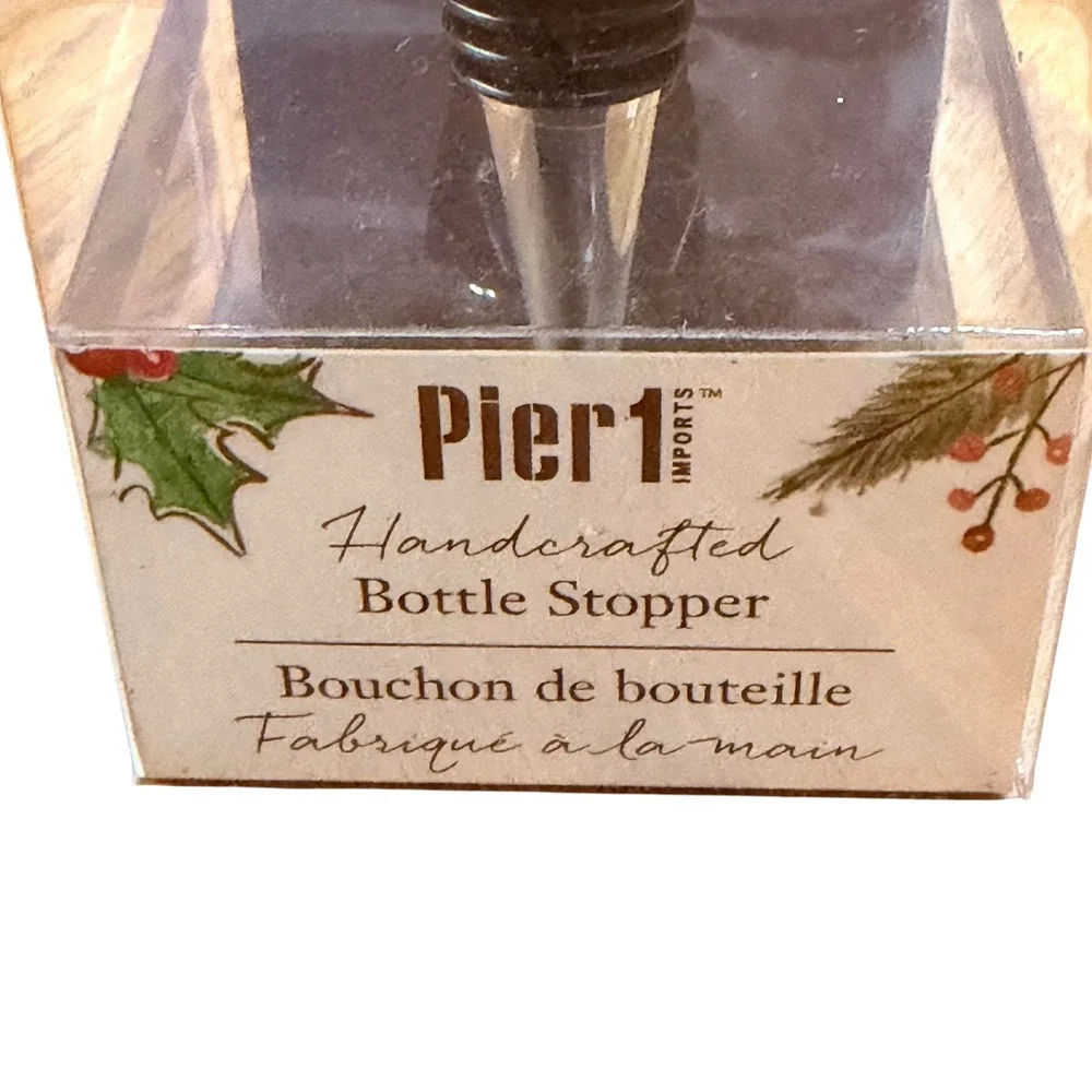 Pier 1 Imports Santa Claus Bobble Head Handcrafted Wine Bottle Stopper Christmas